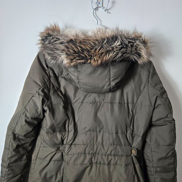 Lauren Ralph Lauren Size S Green Down Puffer Parka Coat Faux Fur Hood - Picture 3 of 16
